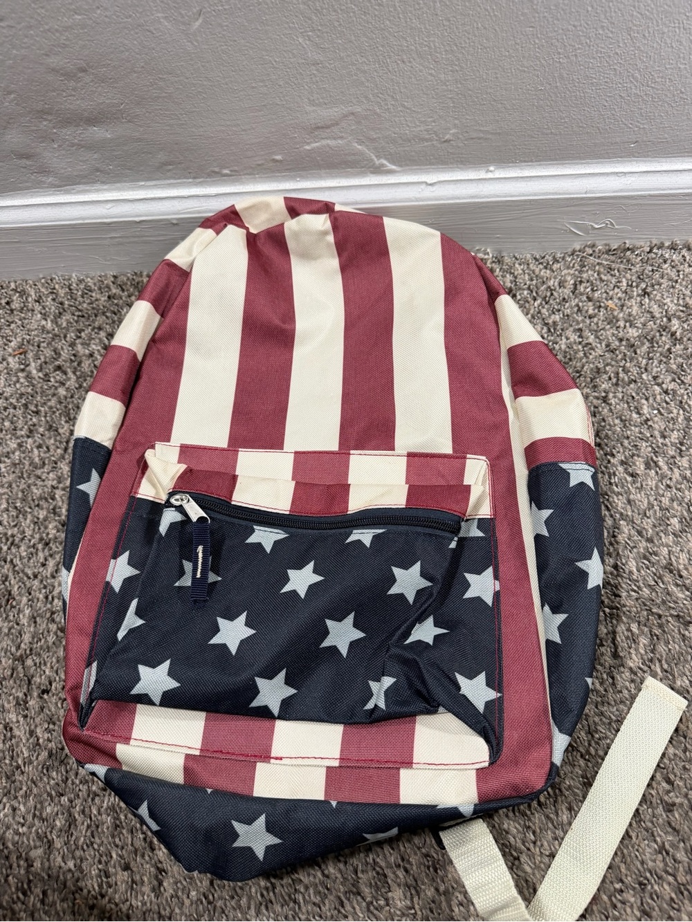 Good American Patriotic Striped Backpack in Red, Navy & Cream
